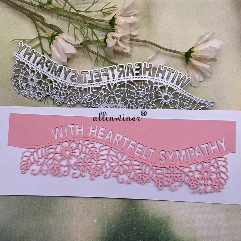 

With Heartfelt Sympathy Metal Cutting Dies Stencils Die Cut for DIY Scrapbooking Album Paper Card Embossing