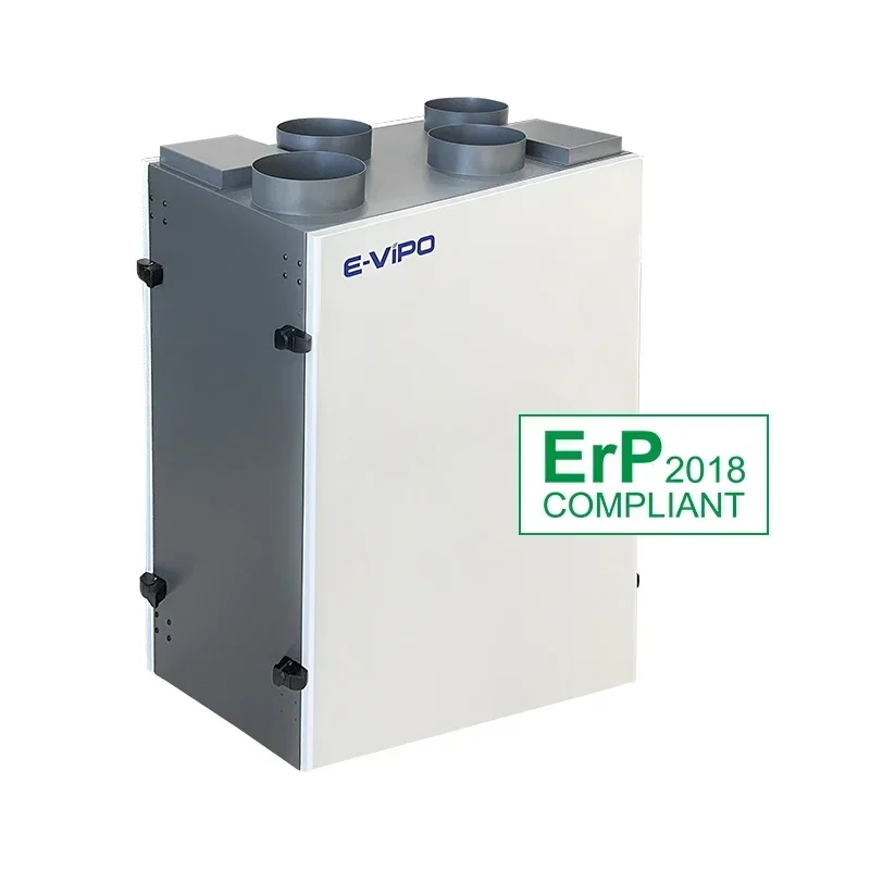 Residential Heat Recovery Ventilation Wall Mounted Air Recuperator ERV Ventilator Bypass Auto Defrost Heater Support