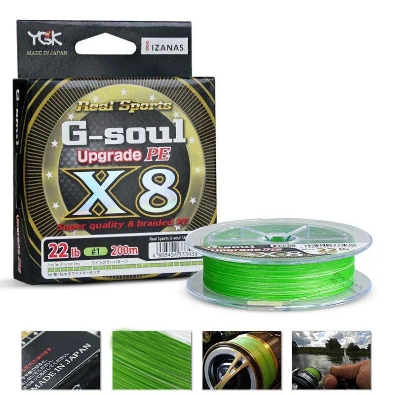 YGK G-SOUL X8 Upgrade Braid Fishing Line Upgrade 8 Strands Multifilament PE Line Japan 150M 200M 14LB 16LB 22LB 60LB