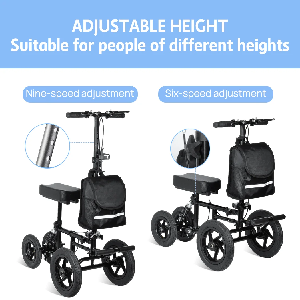 PORIYA Knee Scooter Walker 12" Tyres Broken Leg Ankle Crutches Alternative - Image 3