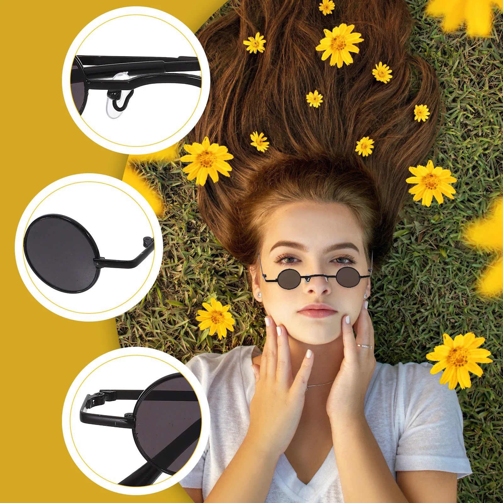 

2Pcs Vintage Round Sunglasses Fashionable Circular Eyeglass with Uv Protection for Commuting Walking Shopping Parties Cosplay