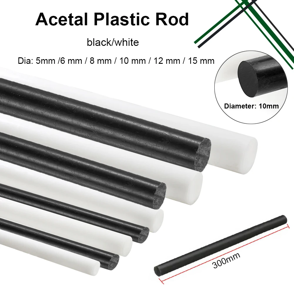 Acetal Bar Engineering Plastic Round Bar Black/White Length 100-300MM Dia 5-15mm Suitable for Gears Bearings and Auto Parts