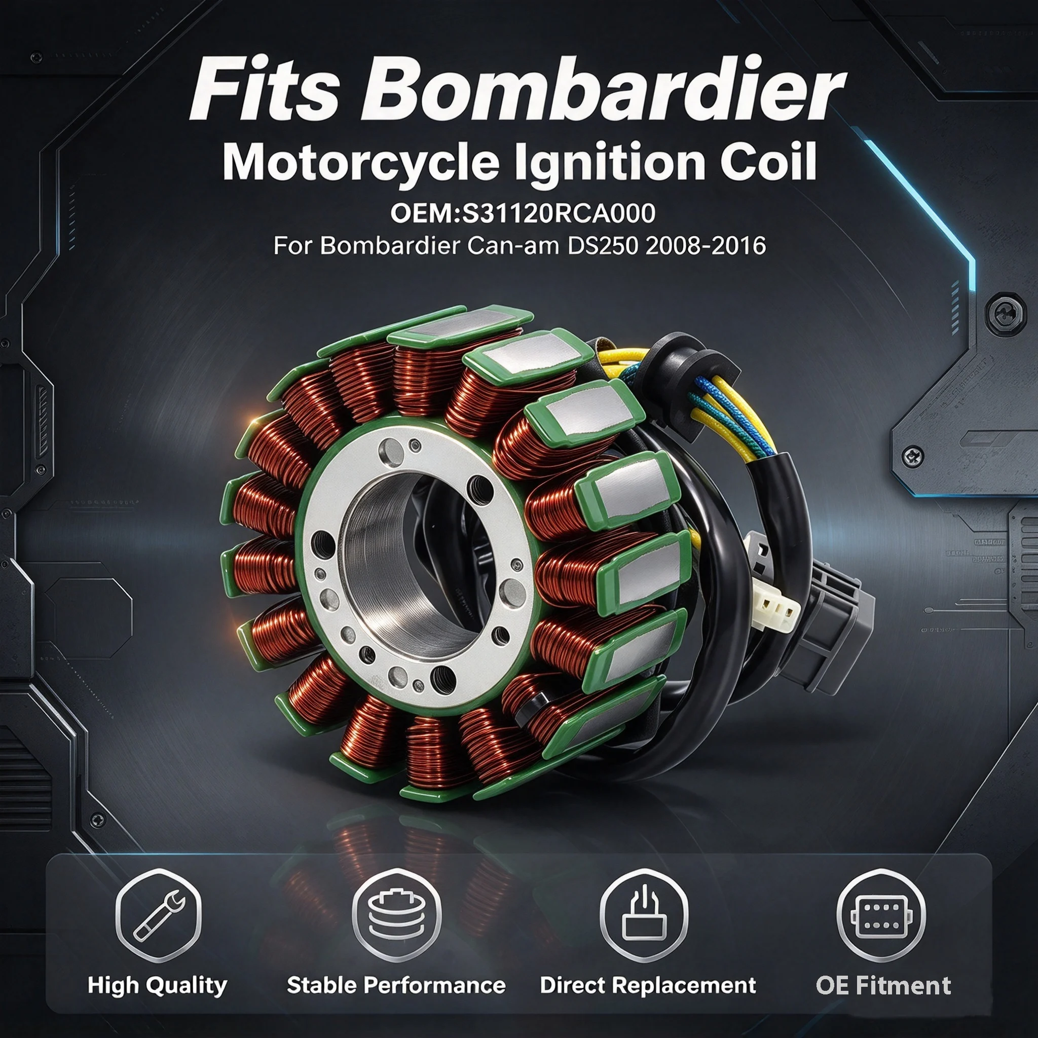 Motorcycle Magneto Stator Coil For Bombardier Can-am DS250 DS 250 2008-2016 S31120RCA000 Stator Coil  Accessories