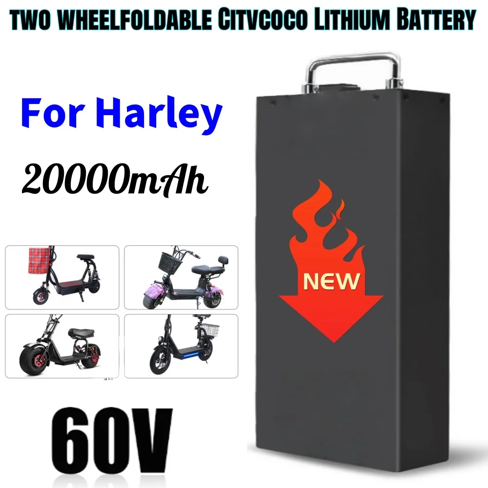 

Для мотоцикла Harley мощностью 250–1500 Вт, водонепроницаемая литиевая батарея + зарядное устройство 67,2 В, 60 В, 20 Ач