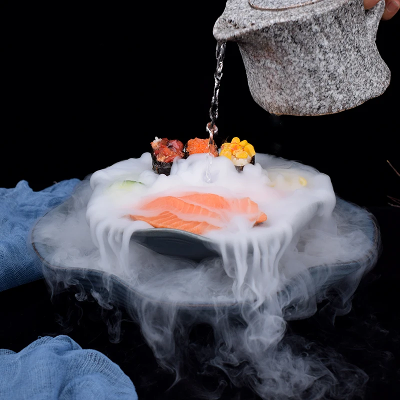 Ceramic Tableware Dry Ice Tray Sashimi Artistic Conception Dishes Molecular Cuisine Salmon