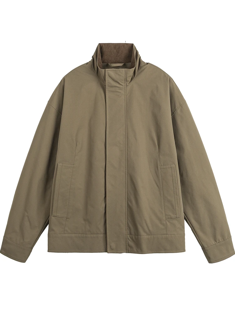 

Американская ретро-куртка для охоты на открытом воздухе, мужская повседневная свободная куртка с воротником-стойкой, модная универсальная верхняя одежда для весны и осени