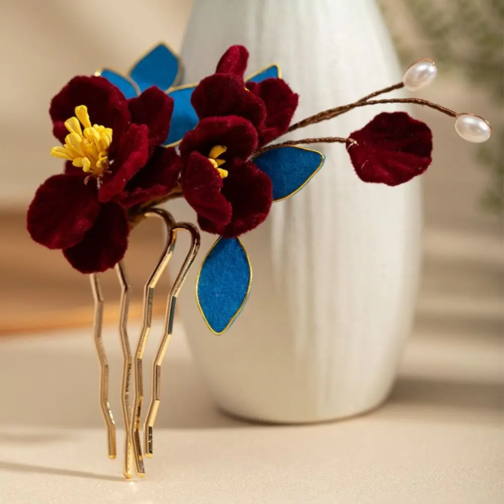 

Retro Flower Ancient Hair Stick Pearl Tassel Flower Hair Comb Hair Chopstick Hair Sticks for Buns Chinese Style Hair Stick Girls