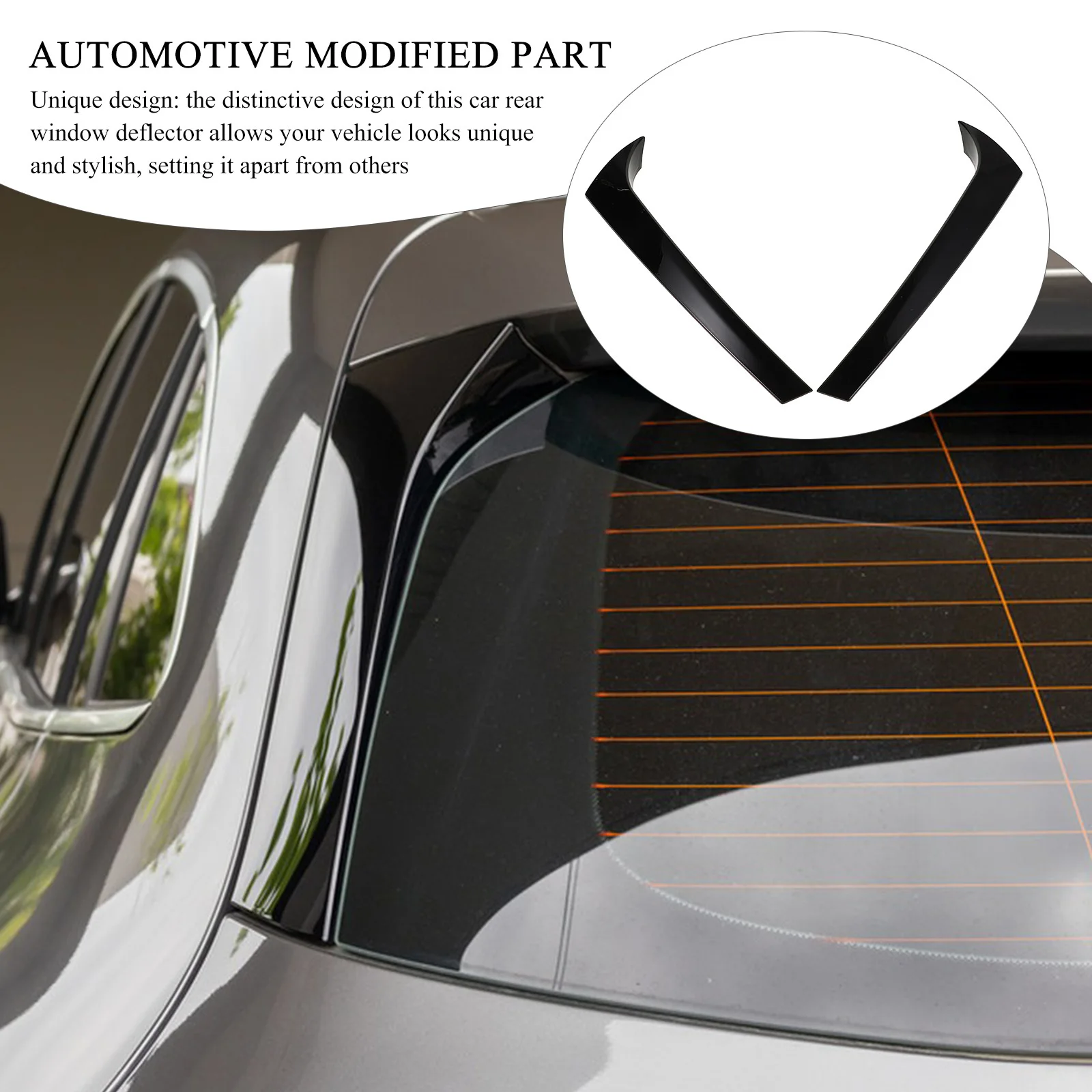 

1Pair Glossy Side Wing Spoiler Car Rear Window Side Spoiler Rear Window Deflector Trim Plastic for Vehicle Exterior