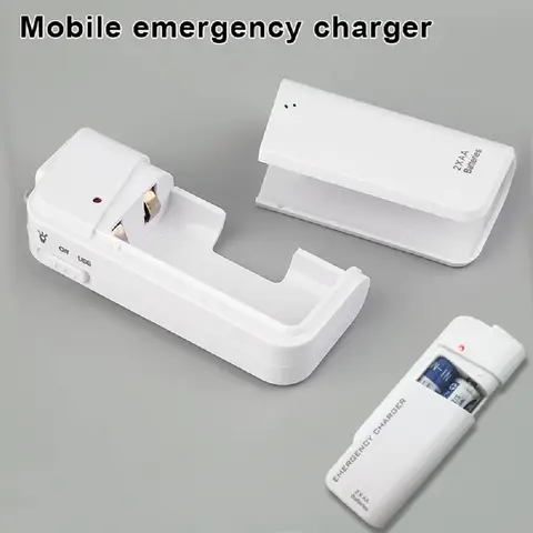 Universal USB Emergency 2 AA Battery Extender Charger Power Bank Supply Box For Mobile Phone MP3 MP4 Black White
