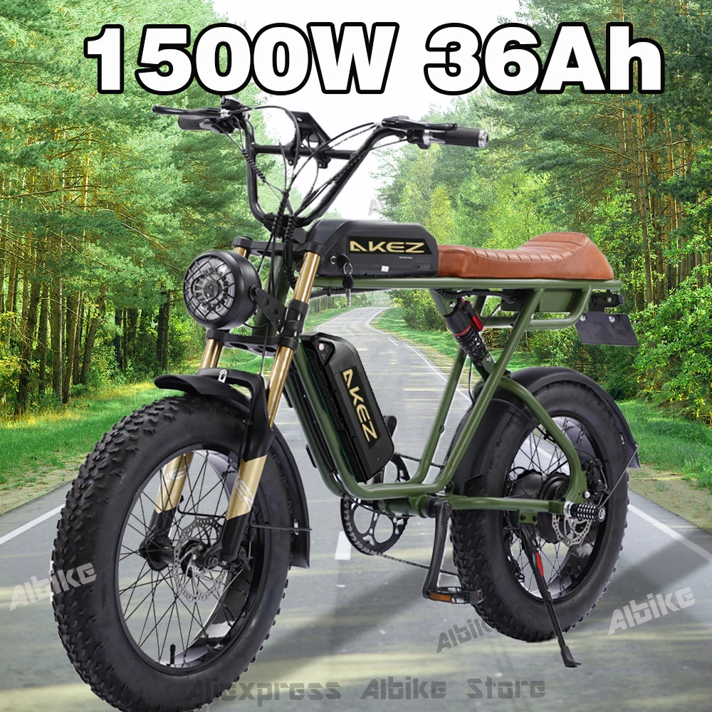 

EU Stock Ebike for Adults 1500W Motor Electic Bike 4.0 * 20" Fat Tire Offroad E Motorcycle 45km/h for 48V 36A Dual Battery ebike