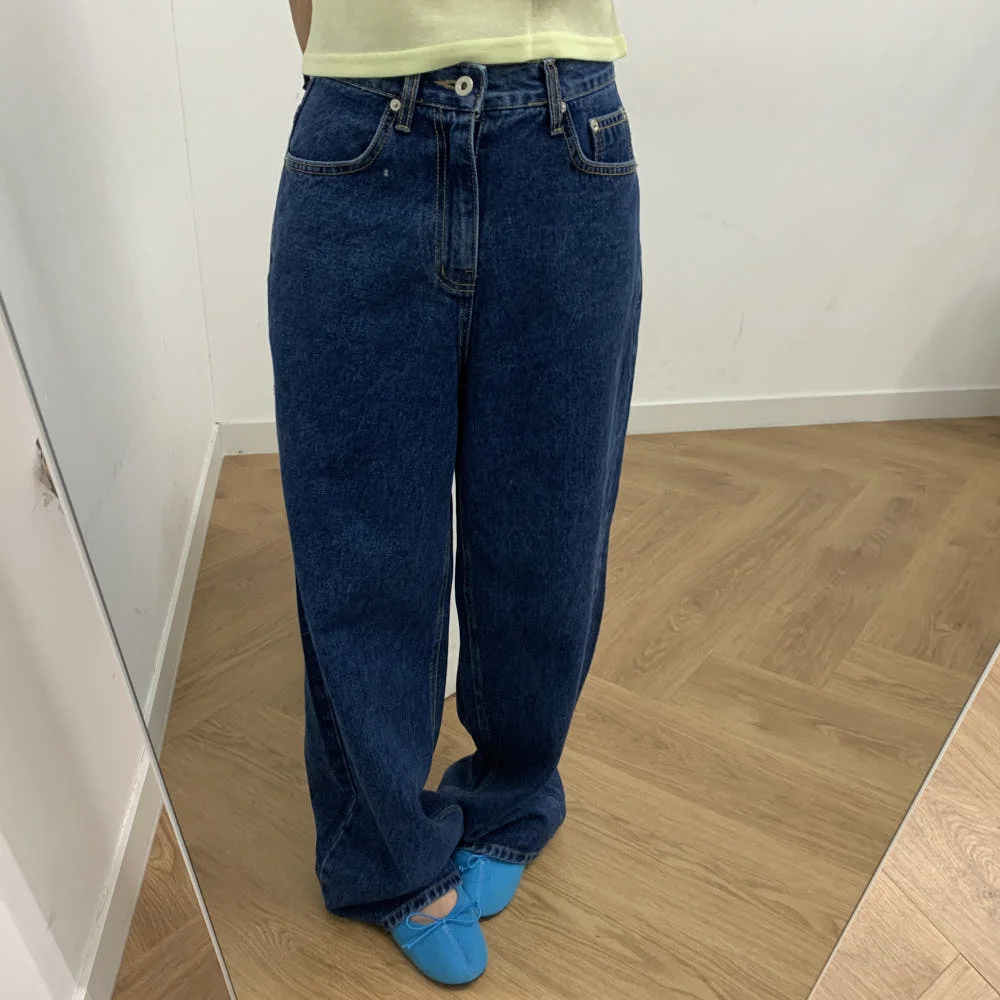 

Summer 2026 High Waist Wide Leg Blue Jeans Casual Fashionable Versatile Washed Denim Pants Lengthening Legs Effect Ladies' Jeans