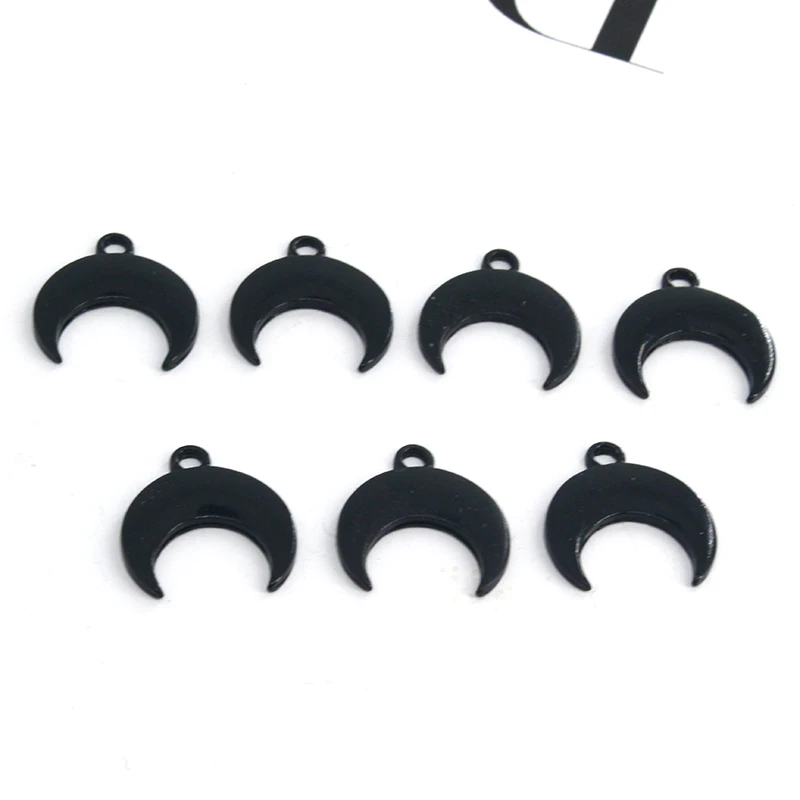 10pcs/pack Cool Black Crescent Moon Alloy Earring Charms Punk Popular Earring Bracelet Small Pendant DIY Jewelry Make C128