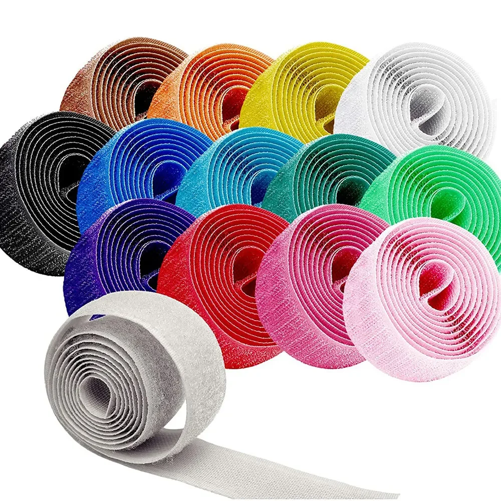 12Meter Multicolor Sew on Hook and Loop Tape Nylon Fabric Magic Non-Adhesive Fasteners Tapes Set for DIY Craft Cloth Supplies