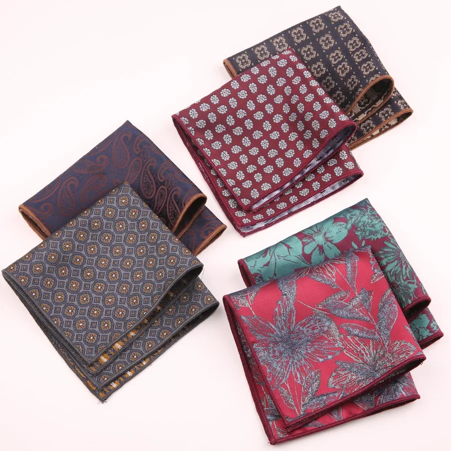 Linbaiway Pocket Square Paisley Floral Handkerchiefs Men Classic Pocket Towel for Wedding Party Suit Accessories Custom Logo