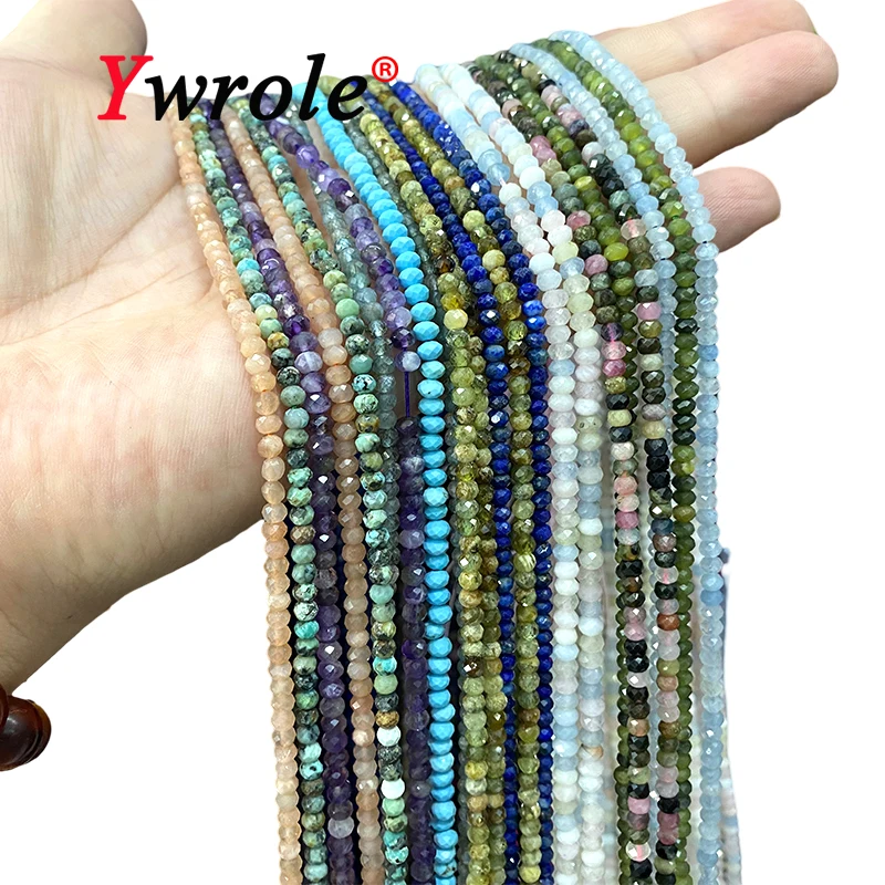 Faceted Abacus 3x4MM Natural Stone Amazonite Apatite Tourmaline Rondelle Spacer Bead for Jewelry Making Diy Bracelet Accessories