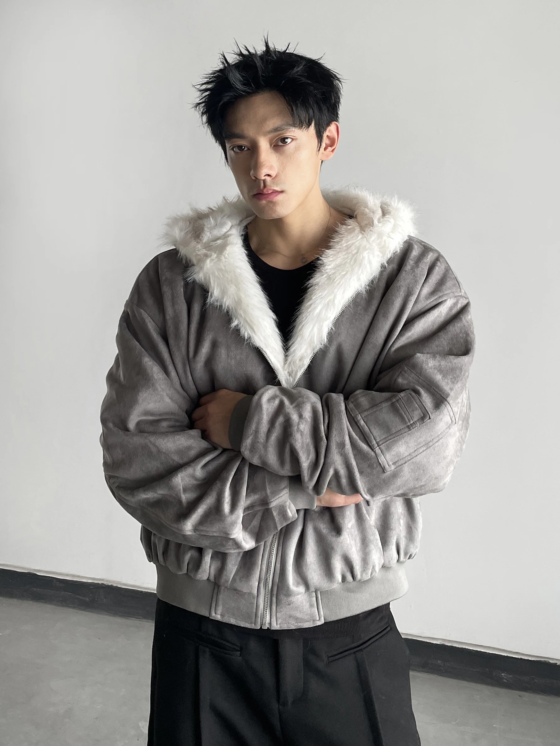 سترات شتوية جديدة لعام 2025 للرجال والنساء معاطف فضفاضة ومريحة ومتعددة الاستخدامات وسيم وأكمام طويلة سترات بغطاء للرأس ناعمة وسميكة #4