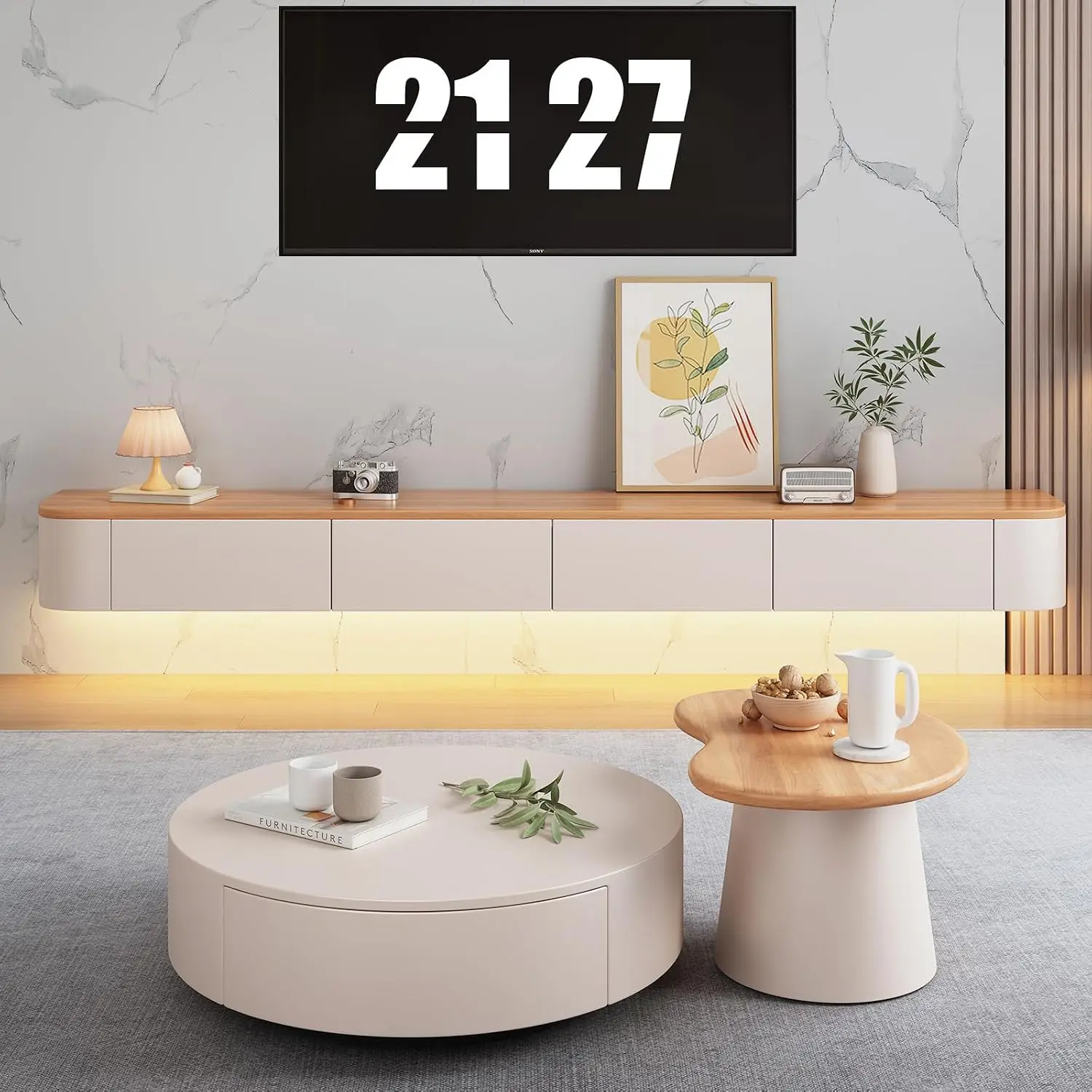 Floating TV Stand Wall Mounted Media Console With 2 Drawer Modern Entertainment Center Large Storage For Living Room, Customized