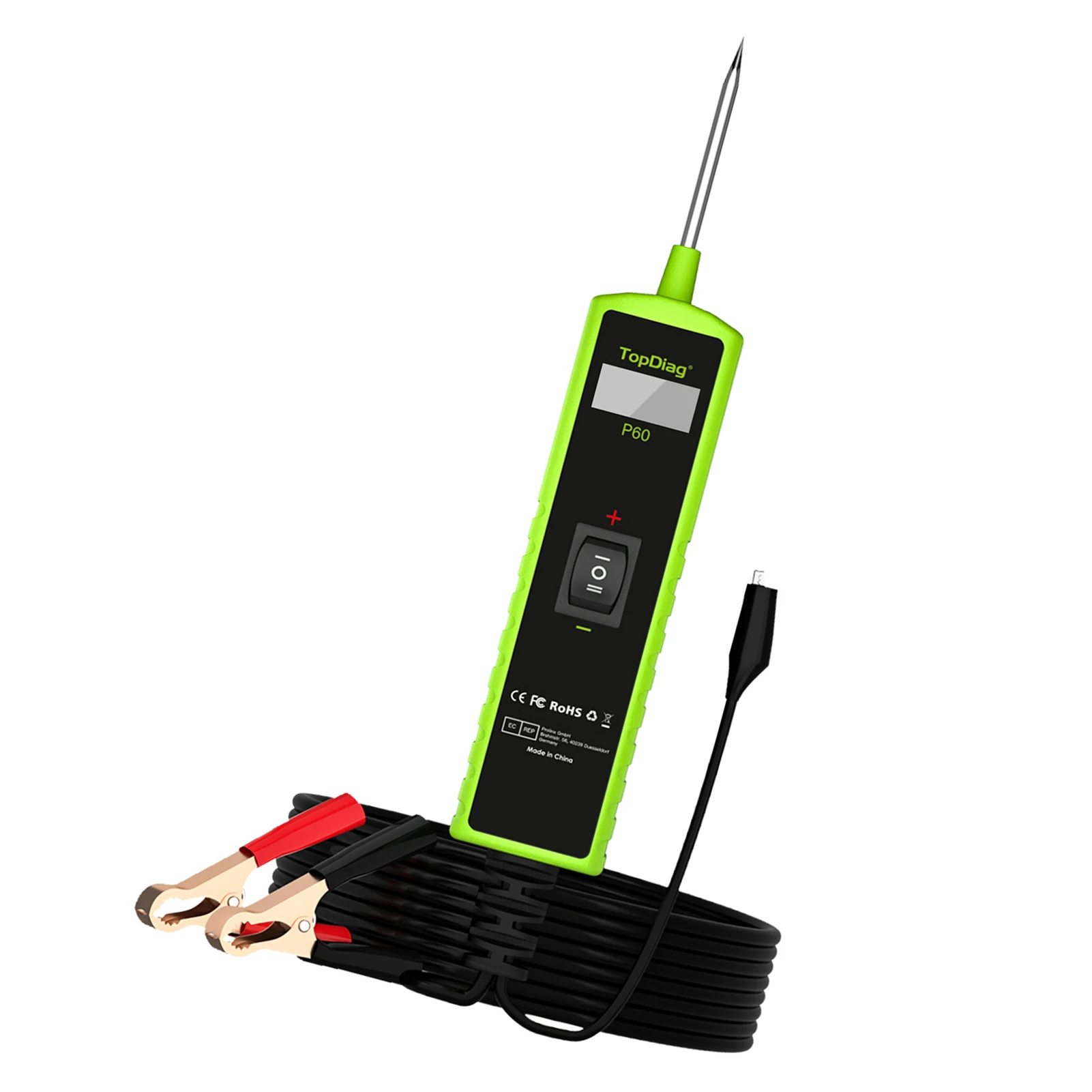 TopDiag P60 Automotive Circuit Tester Car Electrical System Short Tester 6-30V DC with Function LCD Display Flashlight