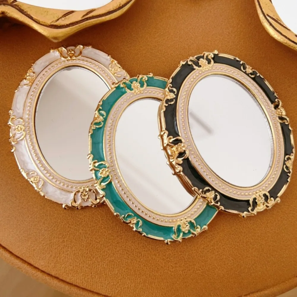 Specchio per trucco in rilievo smaltato stile europeo Specchio portatile portatile Specchi cosmetici da corte retrò squisiti per donne e ragazze