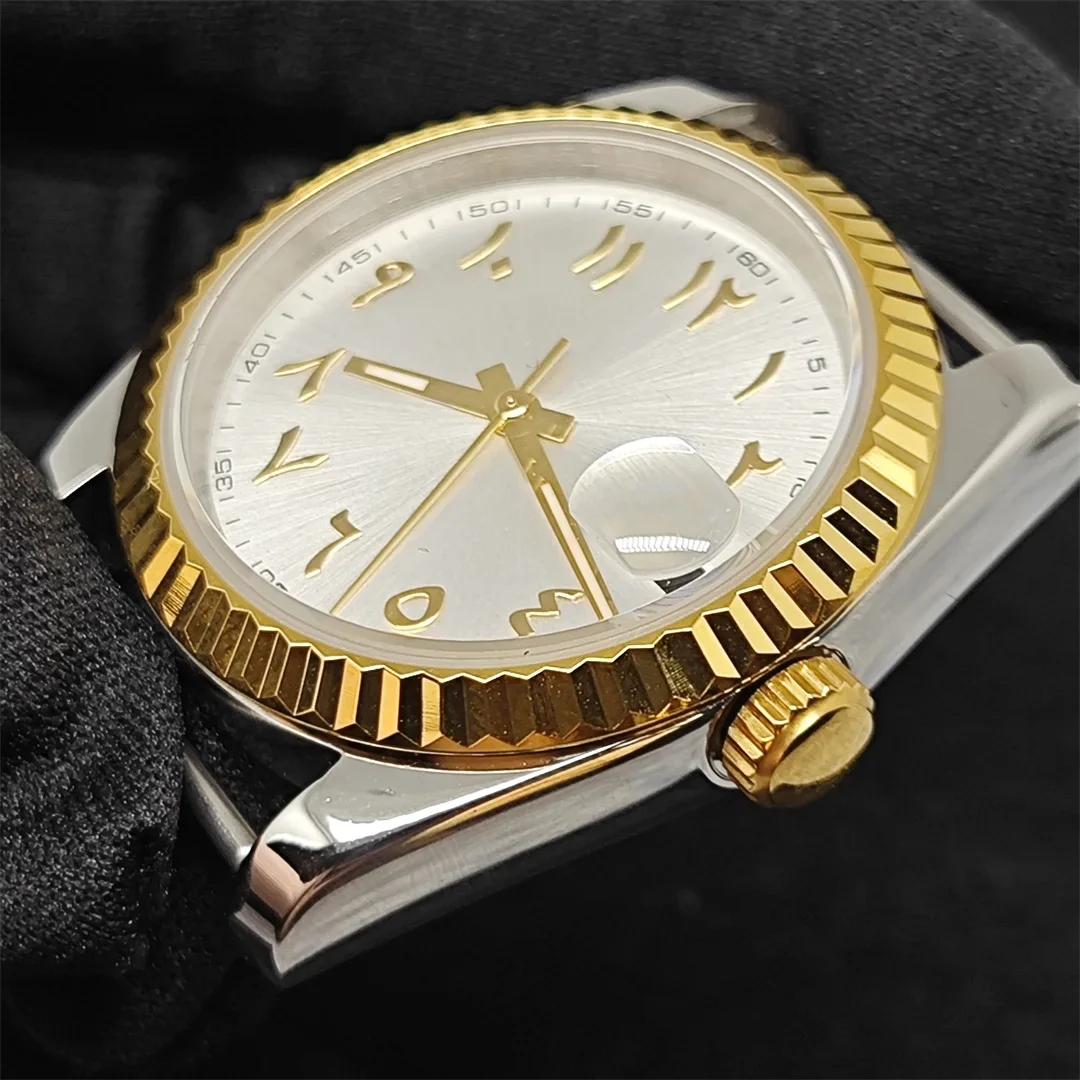 NH35 Watch Case + Watch Dial + Watch Hands Set 28.5mm Arabic Alphabet Dial 36mm Sapphire Mirror Case Accessory for NH35 Movement