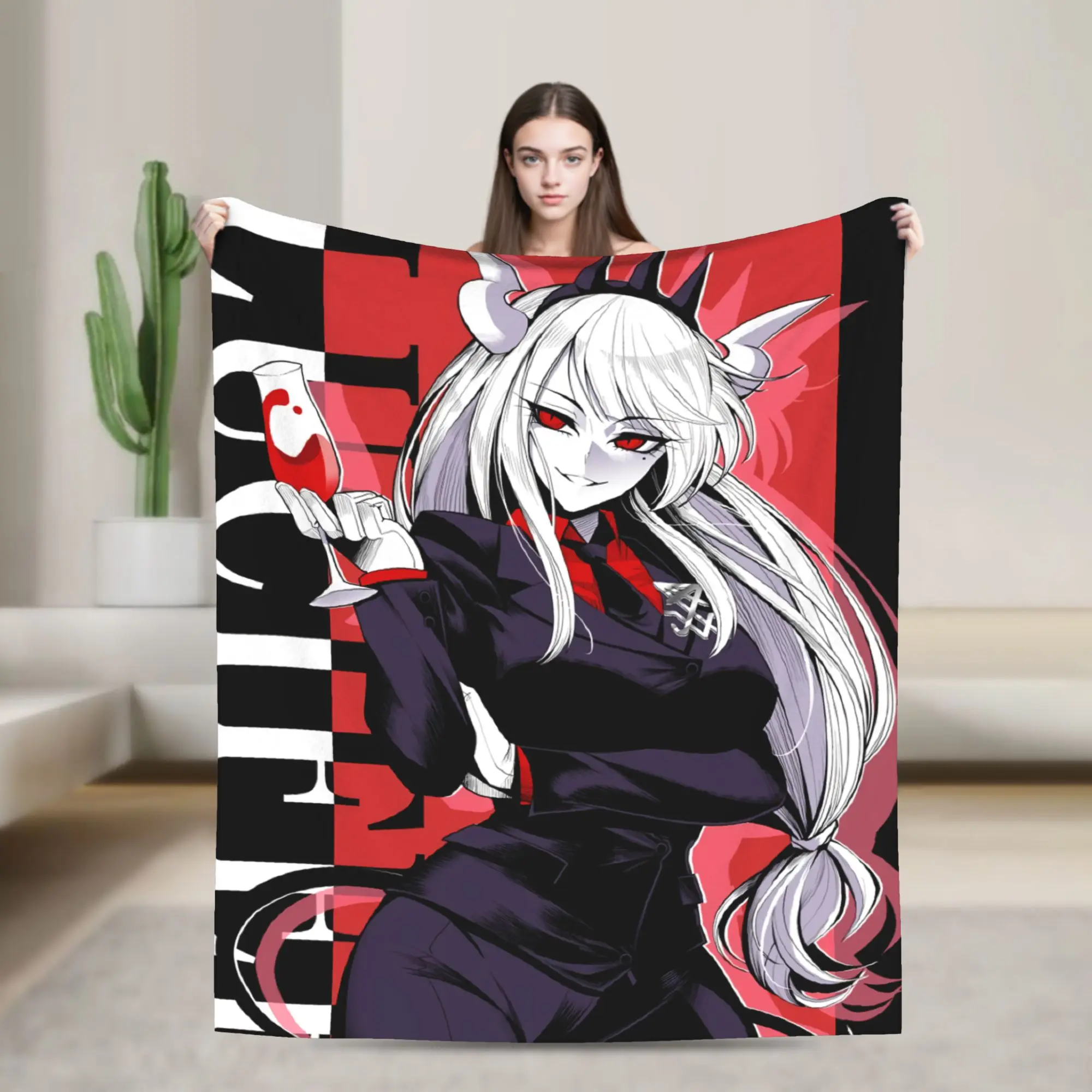 Contradiction Helltaker Lucifers Modeus Blanket Multi-size Soft Fuzzy Plush  Throw Blankets for Couch Sofa and Bed