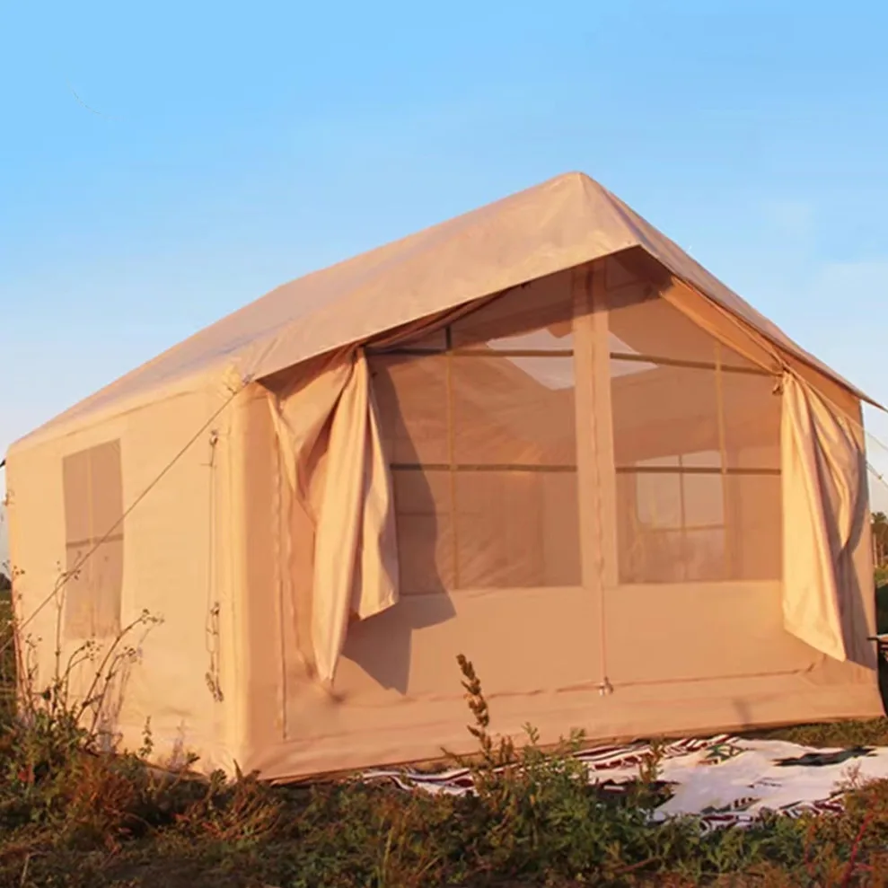 ST Wholesale Inflatable House Tent in Stock Waterproof Portable Inflatable Tent With Stove Hole  Air Tent for 4-6 People