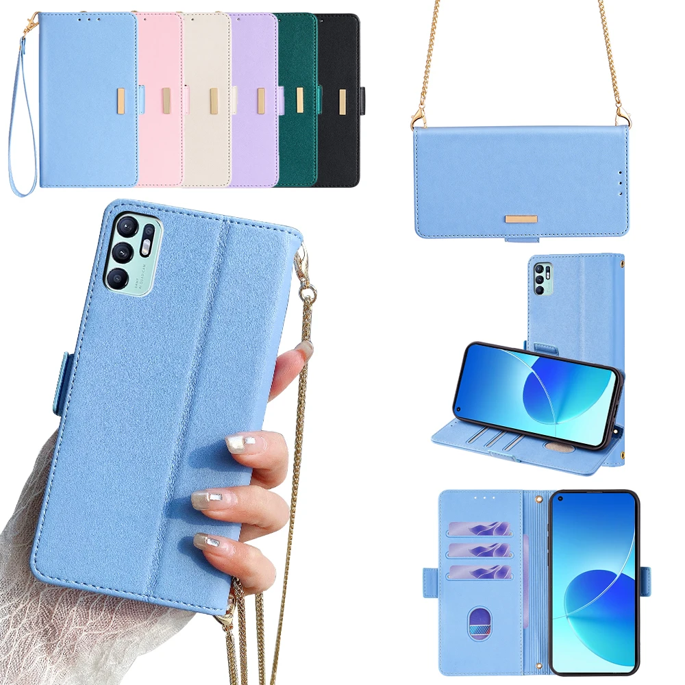 

GEFENIS модный чехол-кошелек для предотвращения падения для OPPO Reno 6 5 Pro Plus Lite 6Z 5Z 5F 4F 5K 4 Lite кожаный чехол через плечо RFID 2