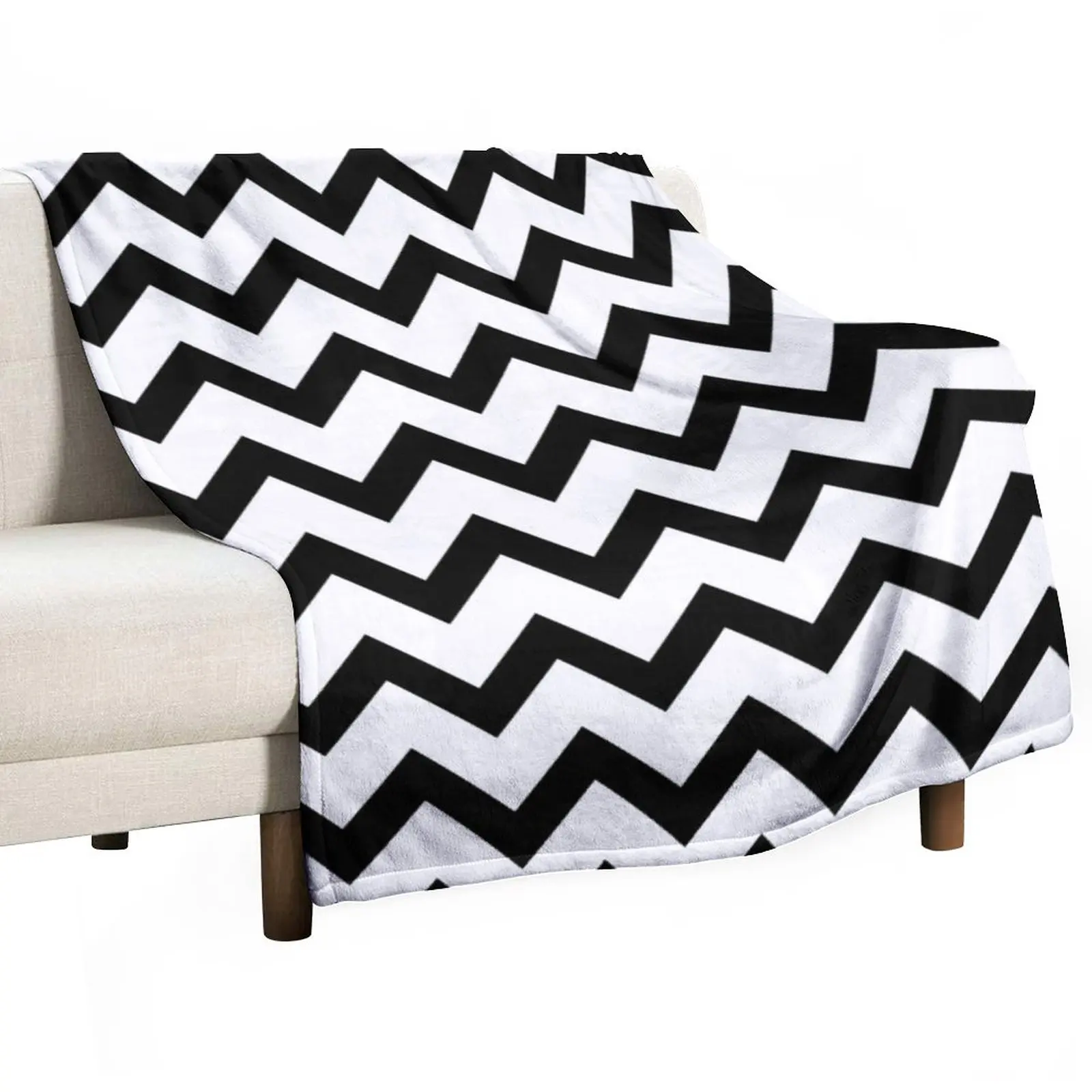 

Simple Black and white Chevron pattern Throw Blanket Warm Blanket Shaggy Blanket Large