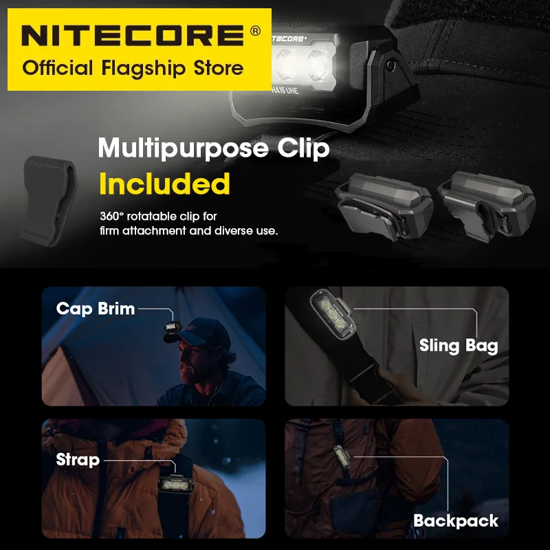 كشافات NITECORE HA15 UHE AA متعددة الأغراض خفيفة الوزن للغاية 400 لومن للجري الليلي والتخييم والصيد والرحلات على الطرق