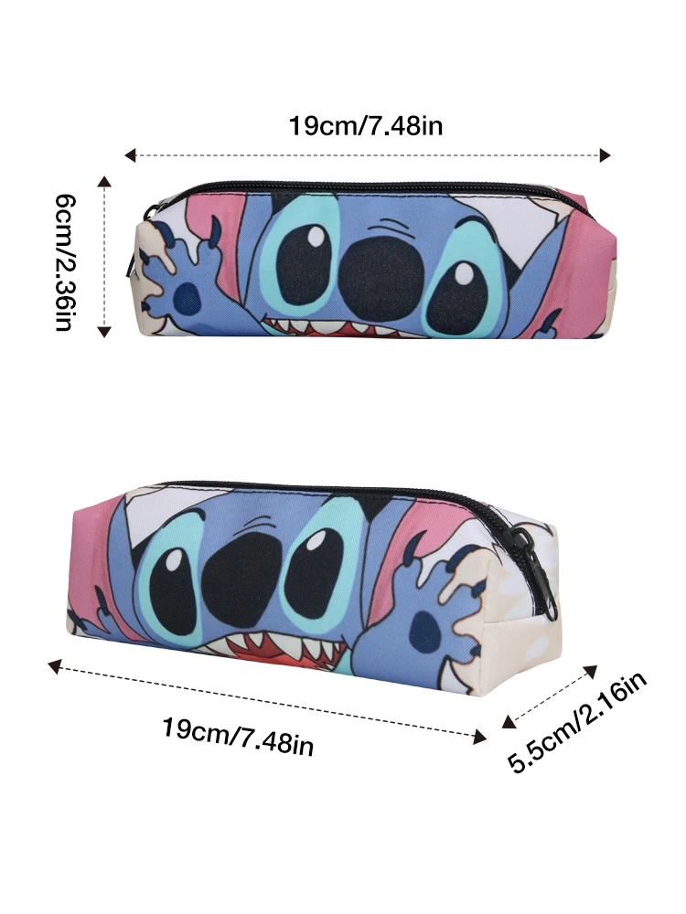 MINISO Disney Stitch Borsa per penne con cerniera stampata Scatola per cancelleria Astuccio per matite per cartoni animati Astuccio per matite per