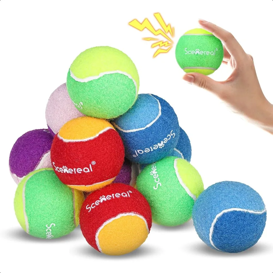 

Писклявые теннисные мячи для собак 2,5 Тренировочные надувные игрушки для маленьких и средних собак, щенков, 12 упаковок интерактивных игрушек для собак для мета