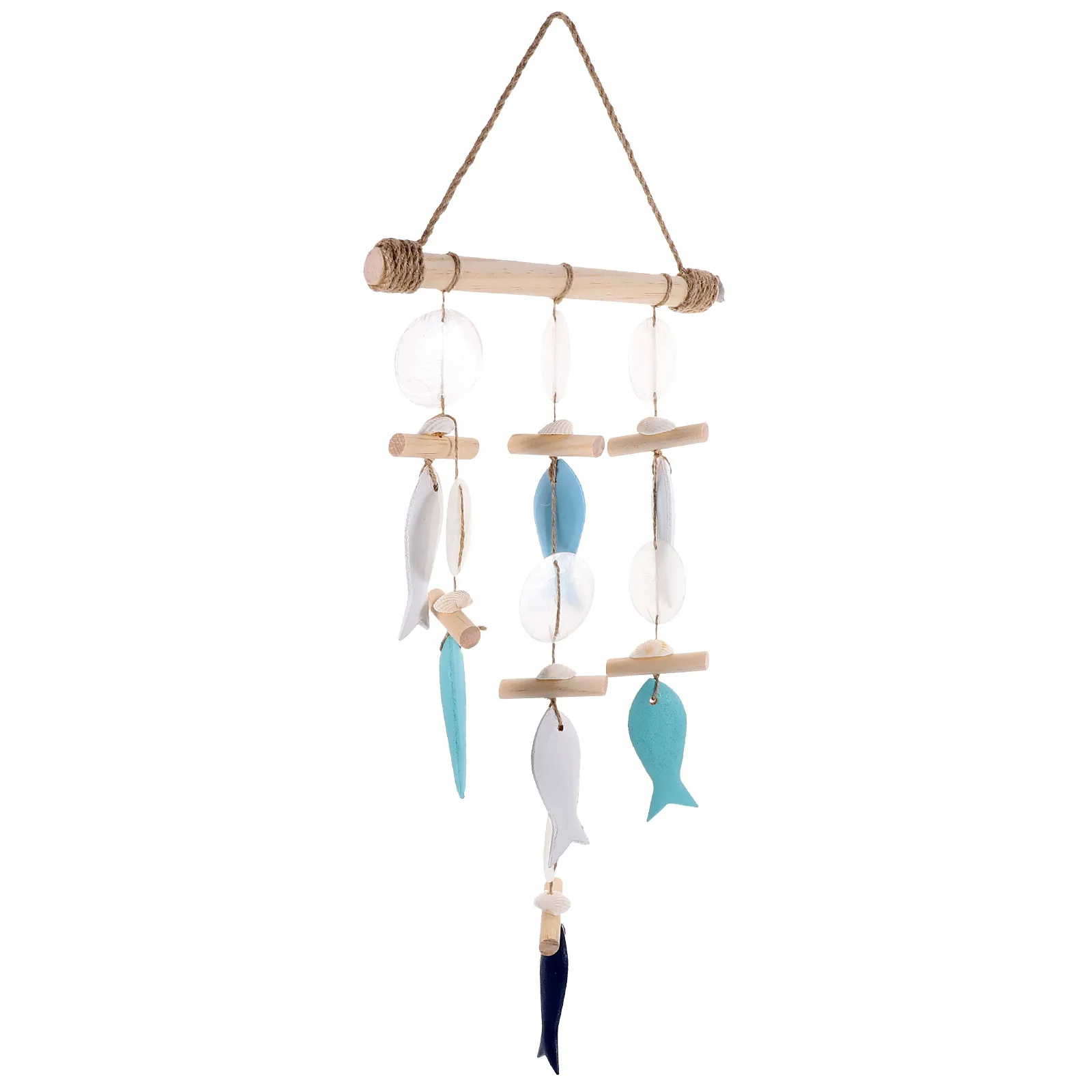 

Mediterranean Style Fish Skewers Shell Decor Wall Hanging Ornament Nautical Wind Chime Home Adornment Ocean Atmosphere Bedroom
