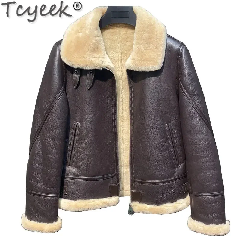 Women\'s Tcyeek Winter Fur Coat Real Leather Motocycle Jacket Women Clothing Warm Natural Sheepskin Jackets Thicken Chaquetas