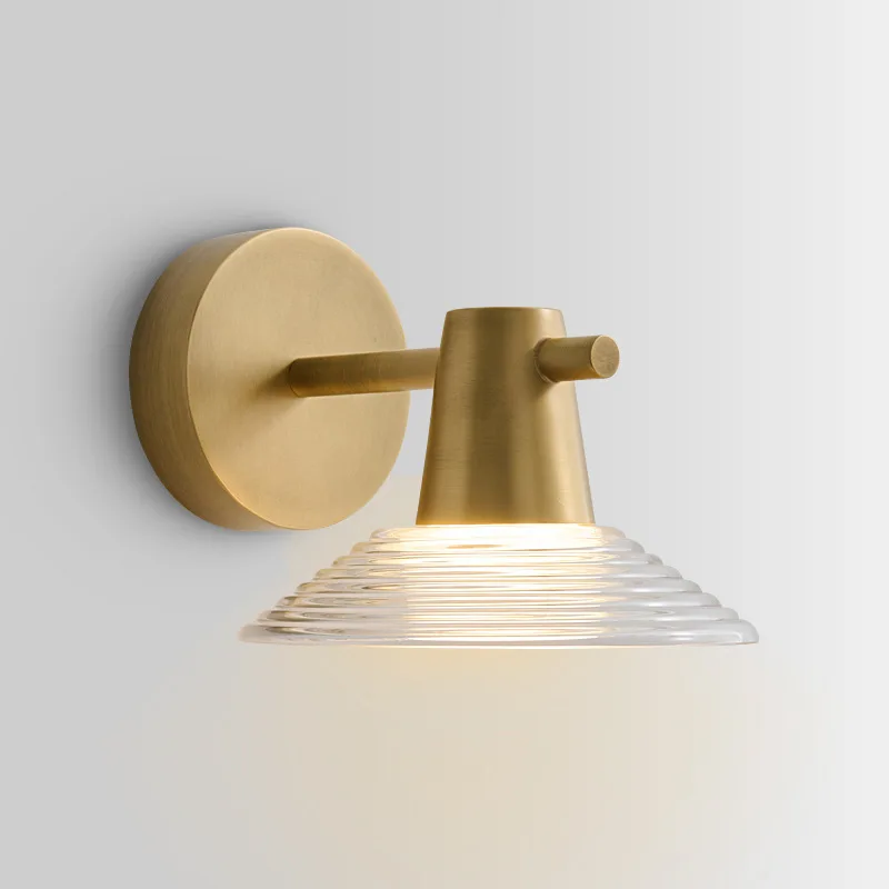 All Copper Retro Entrance Sign Wall Lamp LED Foyer Corridor Staircase Bedroom Bedside Indoor Decorative Atmosphere Sconces Light