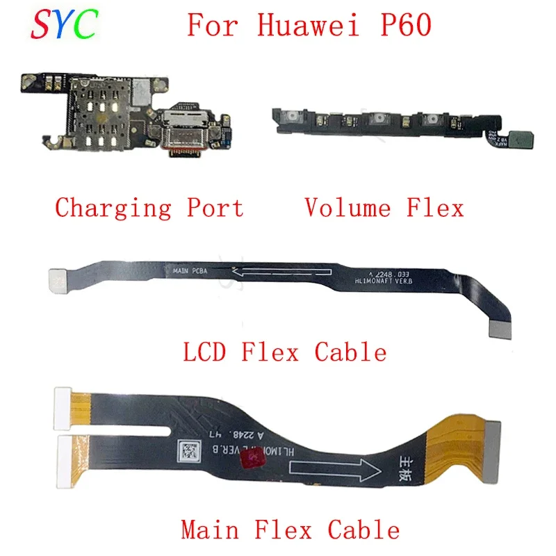 

USB Charging Port Volume Side Flex Cable For Huawei P60 LCD Mainboard Cable Repair Parts