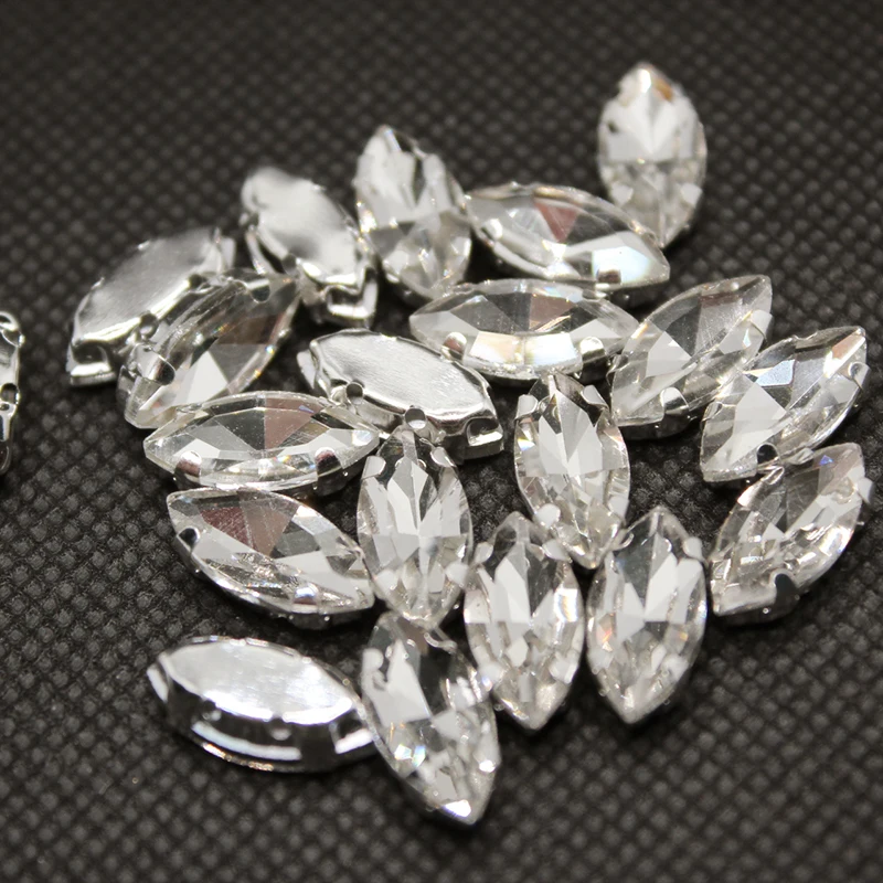 Silver Claw Horse Eye Brilliant Glass Sew On Rhinestones, 24 Color Crystal for DIY Stage Dance Dress Decoration
