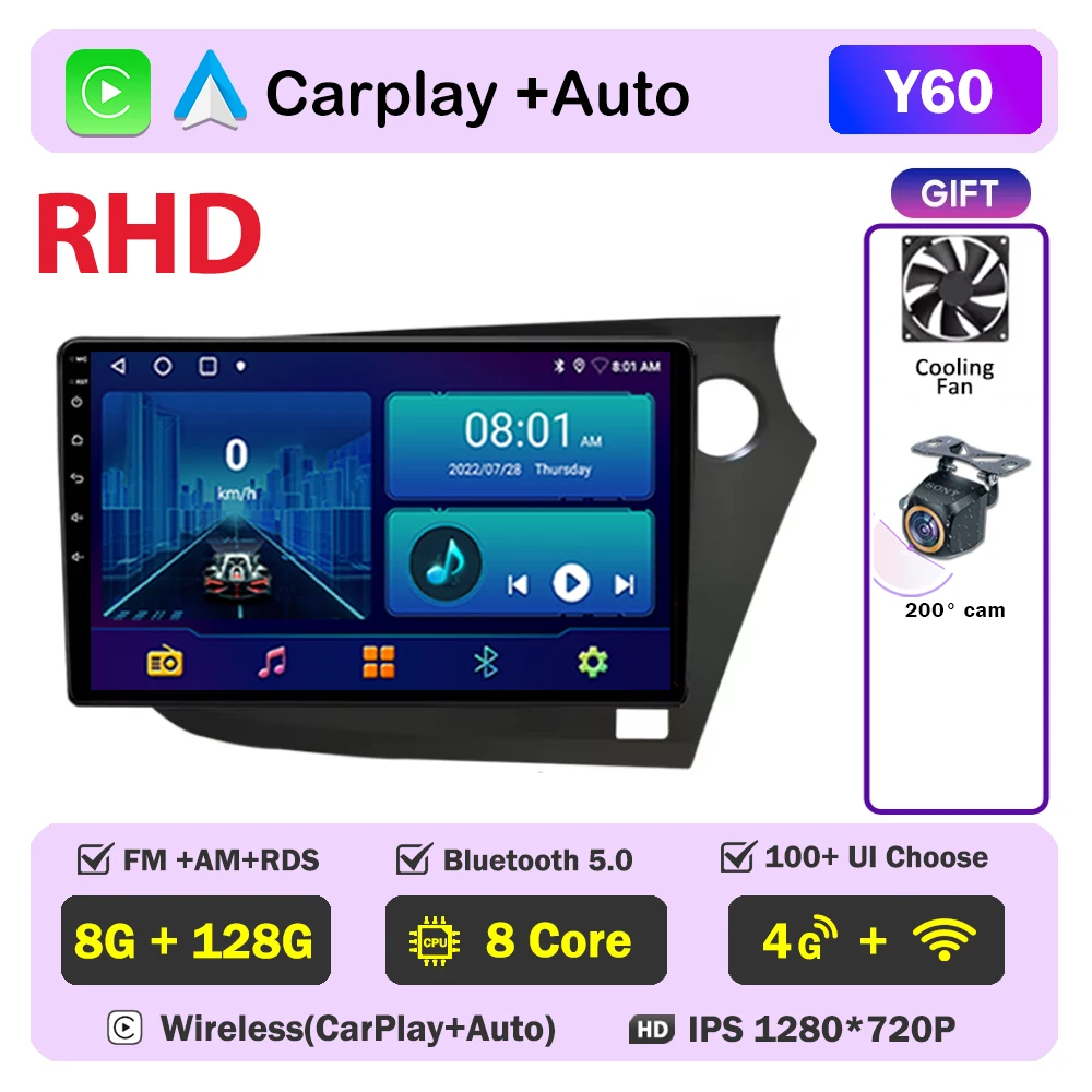 Autoradio Android Navigatie Voor Honda Insight 2009 2010 2011-2014 Multimedia Video Player Head Unit Geen 2din DVD QLED scherm