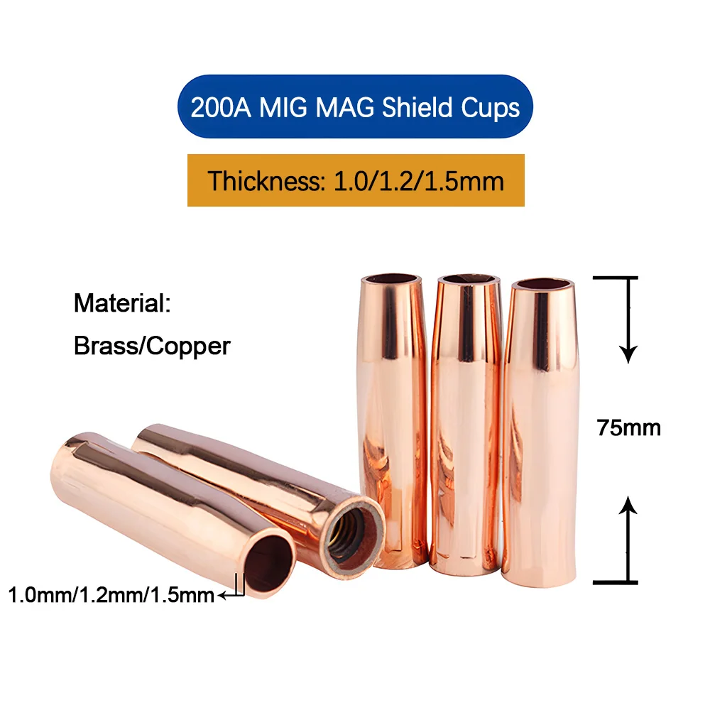 5PCS Panasonic 200A Welding Gun Accessories Red Copper Nozzle Sleeve Shield Cup Tips CO2 MIG MAG Welding Torch Shield Caps