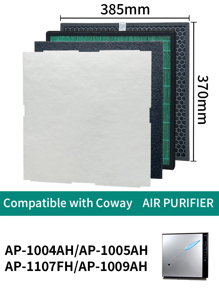 For Coway AP-1005AH / AP-1004AH /AP-1107FH / AP-1009AH Air Purifier Compatible Replacement Hepa Activated Carbon Filter Set