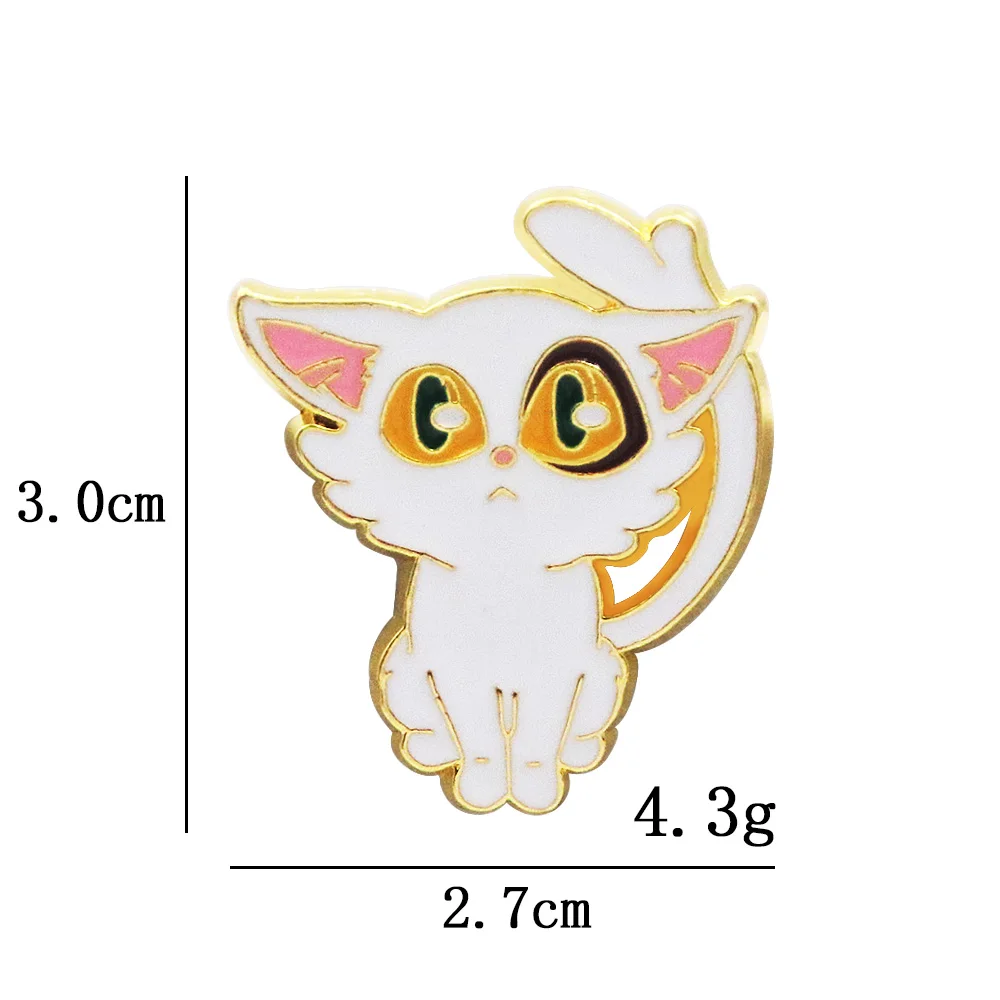 Anime Suzume No Tojimari Daijin Enamel Pin White Cat Bag Brooch Cartoon Animal Badge Denim Lapel Pin Jewelry Cosplay Accessories