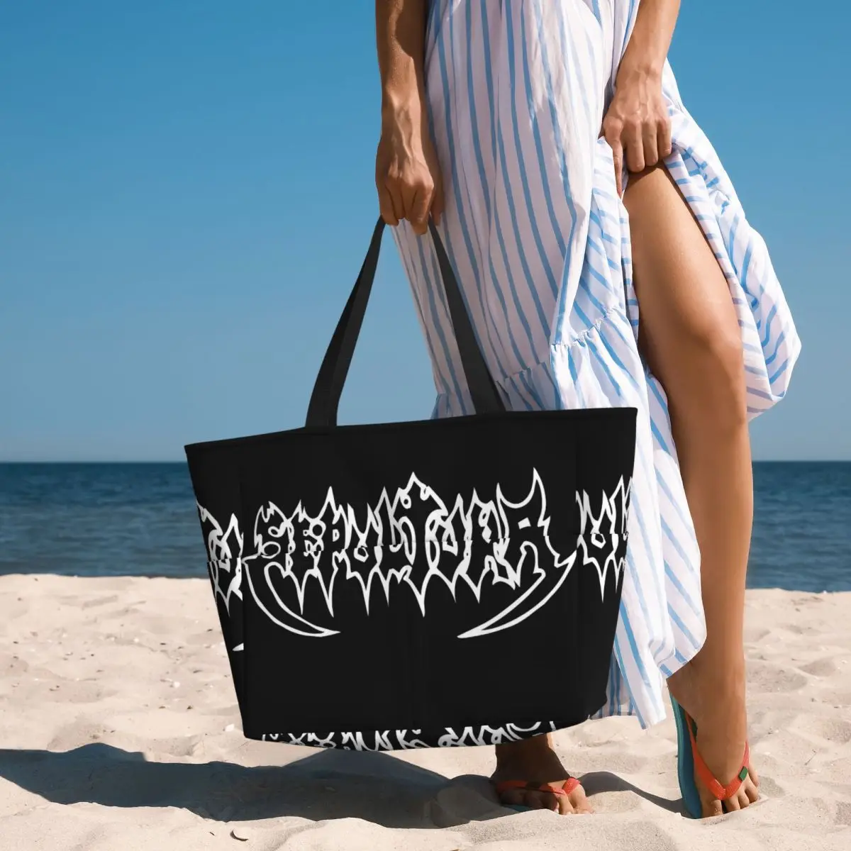 

Sepultura Slayer Death Metal Beach Tote Bag Sport Gym Yoga Duffle Large Tote Bag Women Travel Bag Fitness bag