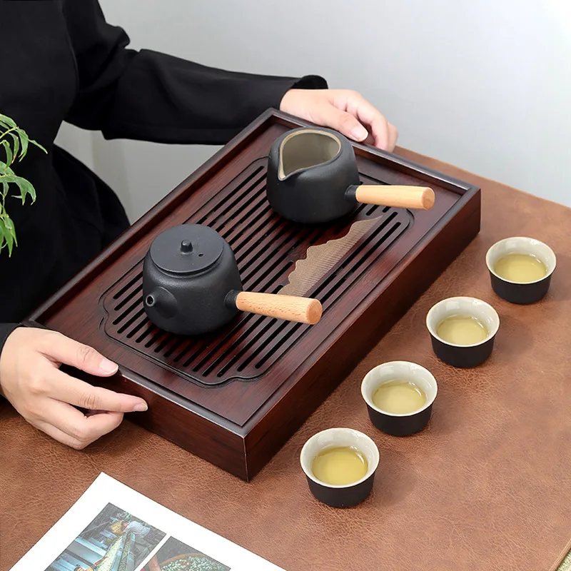 Bamboo tea tray Water storage tea table Kung fu tea set Tea sea tea tray embedded bamboo waterproof tea tray art tea set