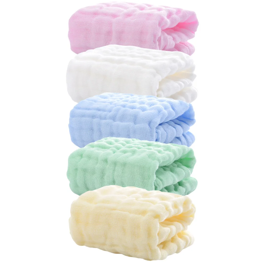 

5 шт., хлопковые детские нагрудники, гладкие впитывающие полотенца для новорожденных, машинная стирка, для младенцев, банное полотенце для лица, подарочный набор