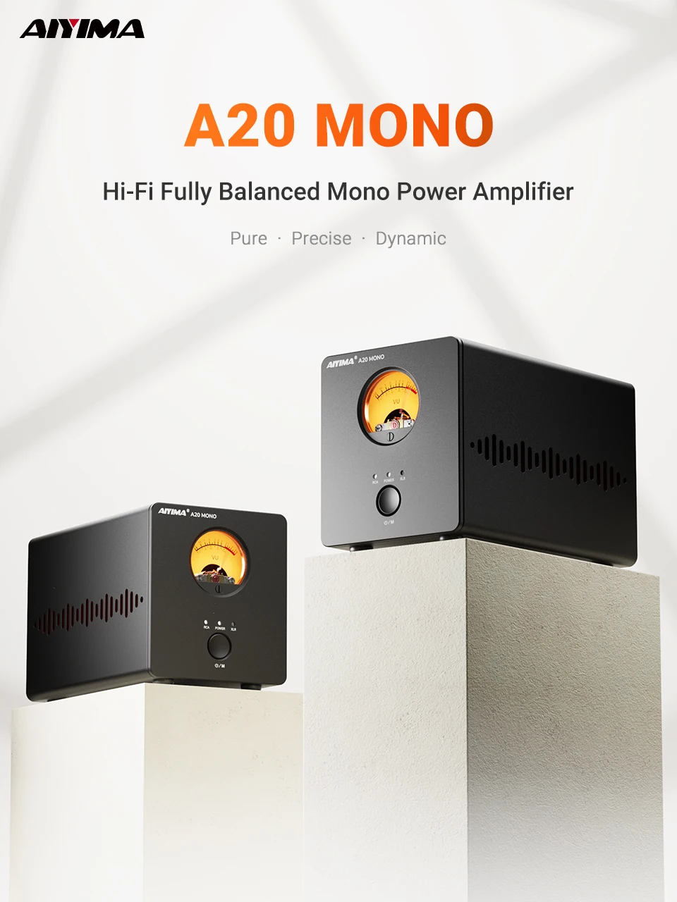 AIYIMA A20 Mono TPA3255 OPA1612 Hi-Fi Vollständig Symmetrischer Mono-Leistungsverstärker 300W 4Ω Klasse D Retro VU-Meter HPF SUB OUT XLR PFFB – Detail 3