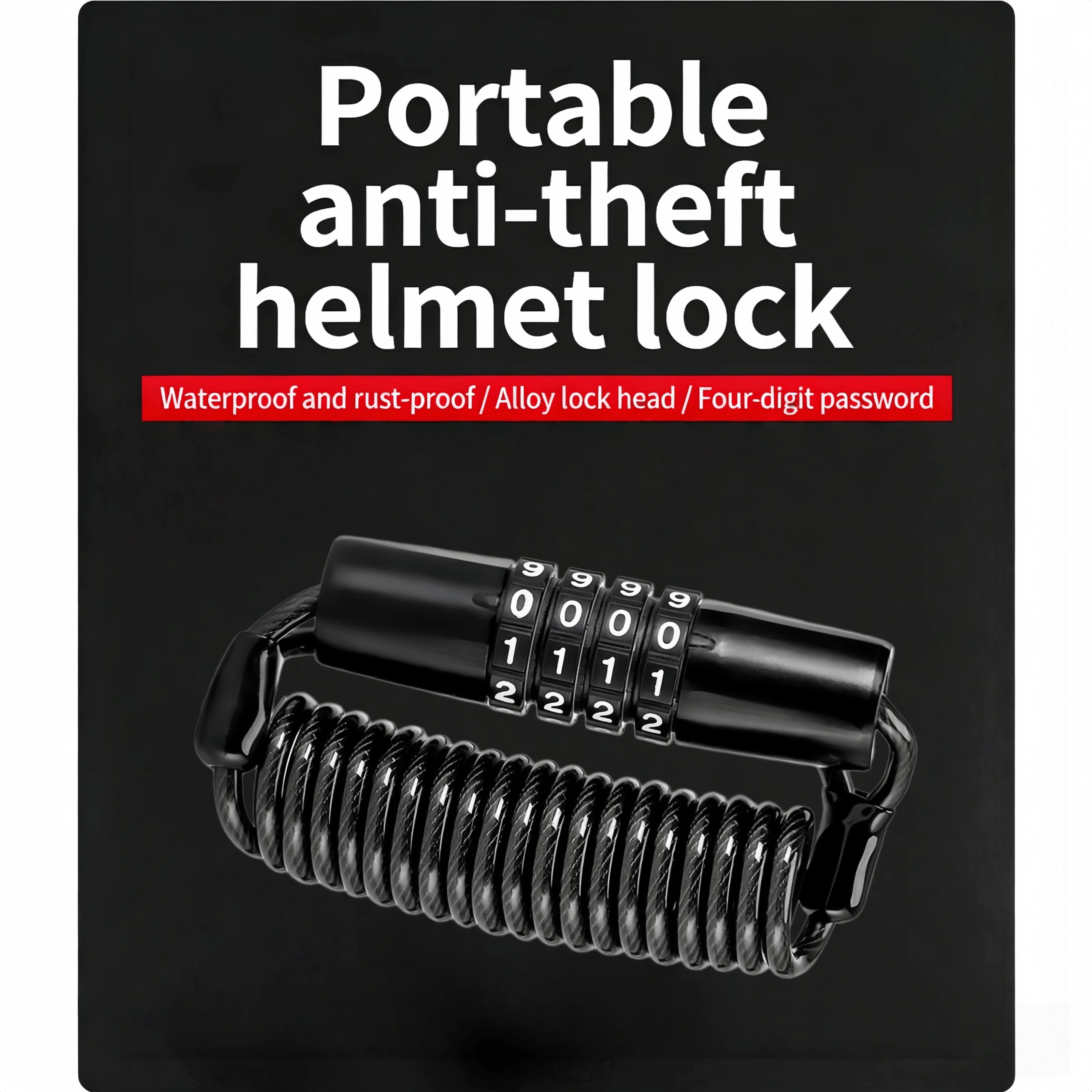 Helmet anti-theft combination lock for bicycles bicycle lock motorcycles and mountain bikes - steel cable combination lock
