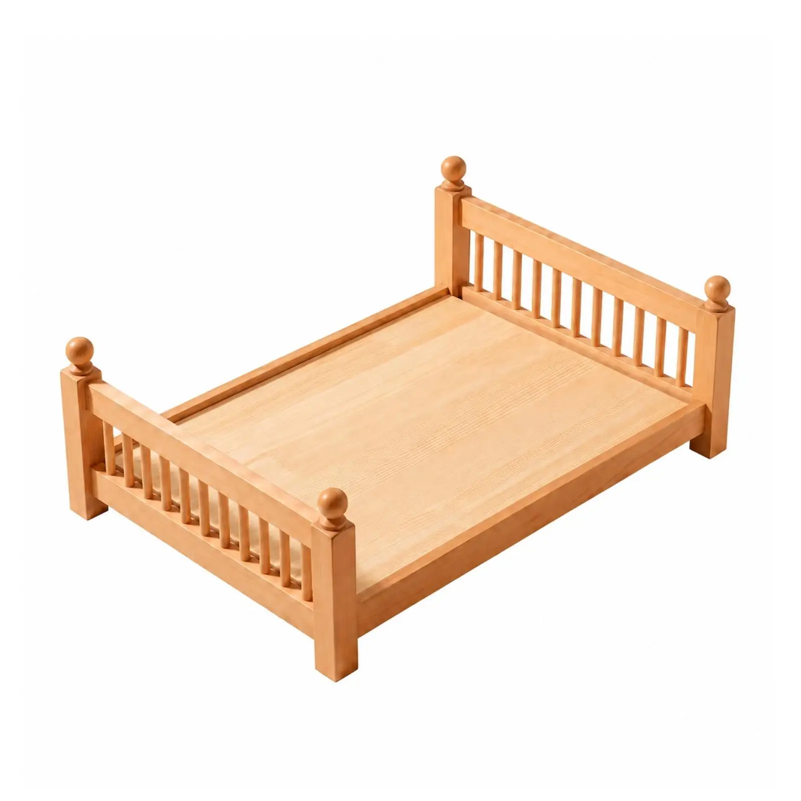 Beech Wood Elevated Pet Bed Frame Breathable Wooden Pet Bed with Slatted Guard Rails Water-Resistant for Dog Owners, Bedroom,