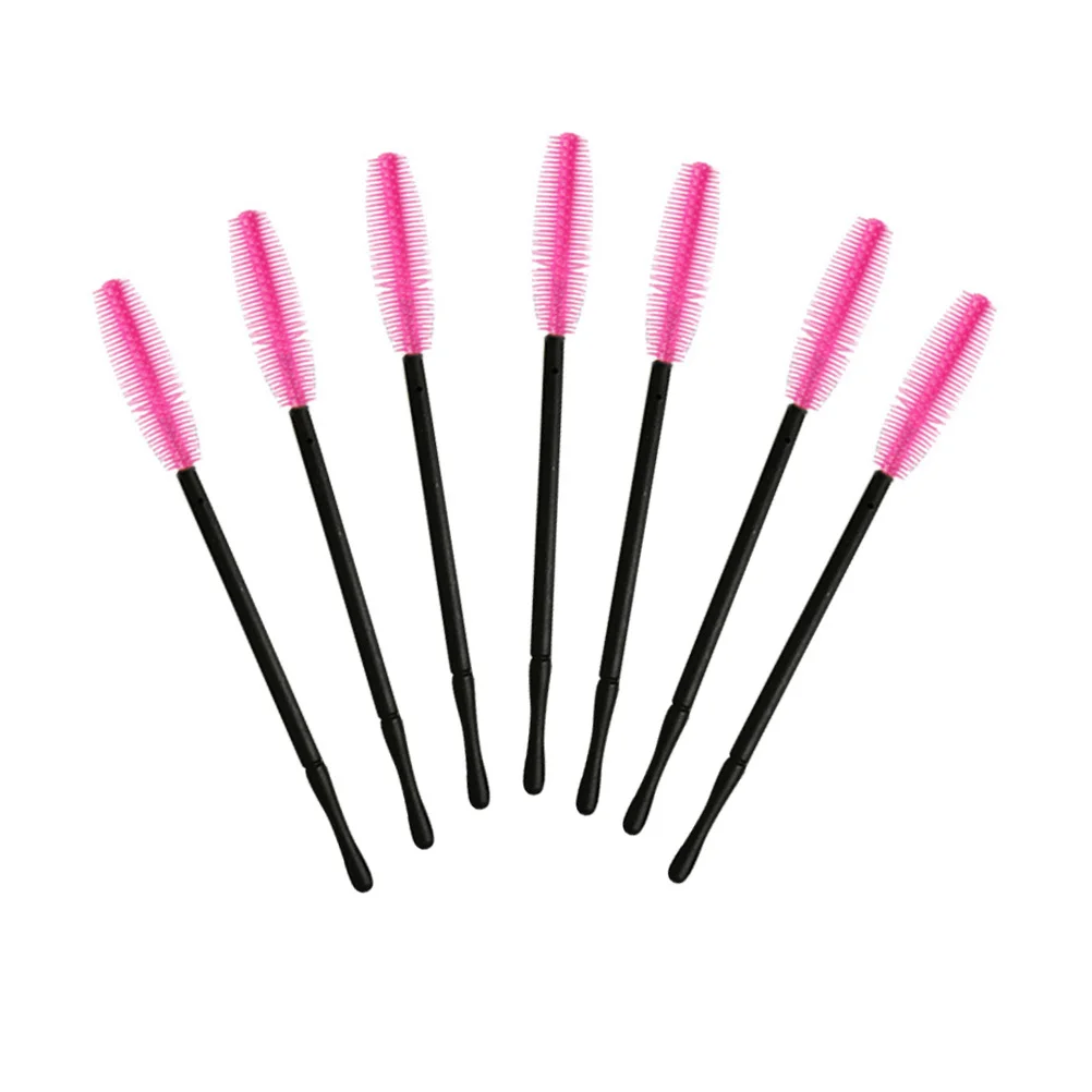 50pcs Disposable Mascara Wands Eyelash Brush Set Eyebrow Comb For Women Quick Clean Makeup Tool Rose Red
