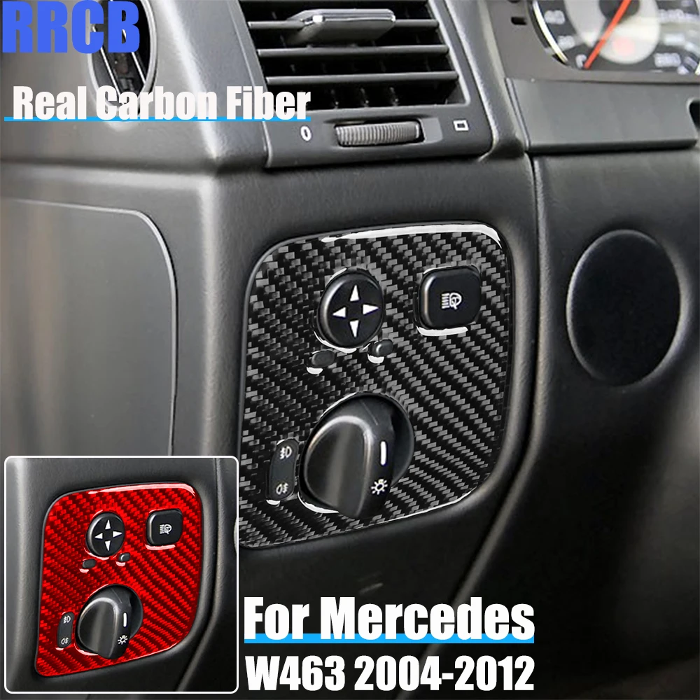 

Real Carbon Fiber Car Accessories Headlight Switch Soft Cover Sticker For Mercedes-Benz G Class W463 G500 G55 G63 G550 2004-2012