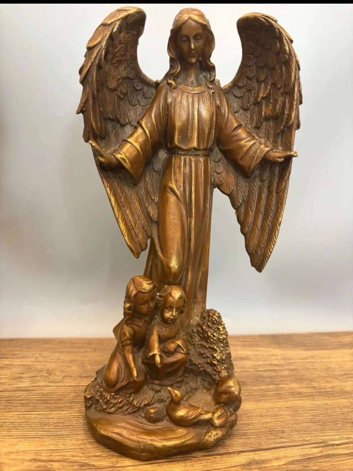 TOP ART Christianity Christian Catholicism bronze sculpture statue Angel statue Angel's Guardian Faith ornament