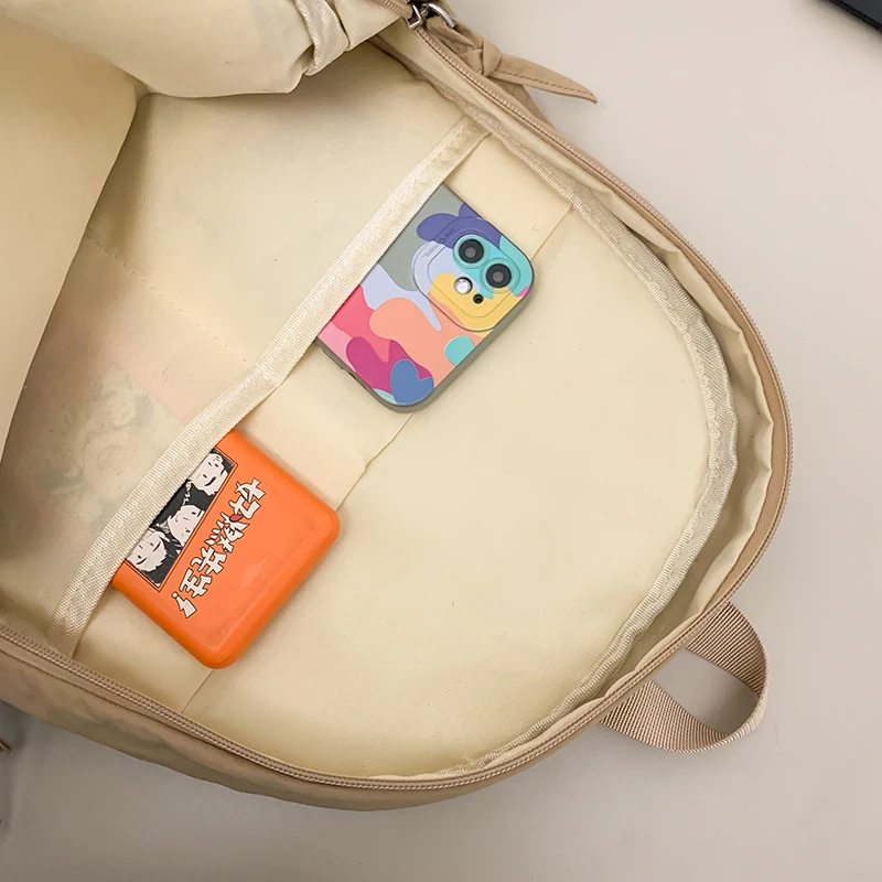 Waterproof Nylon Backpacks Women Large Capacity Solid Leisure Or Travel Bags Solid Black Light School Bags Korea Style Packages